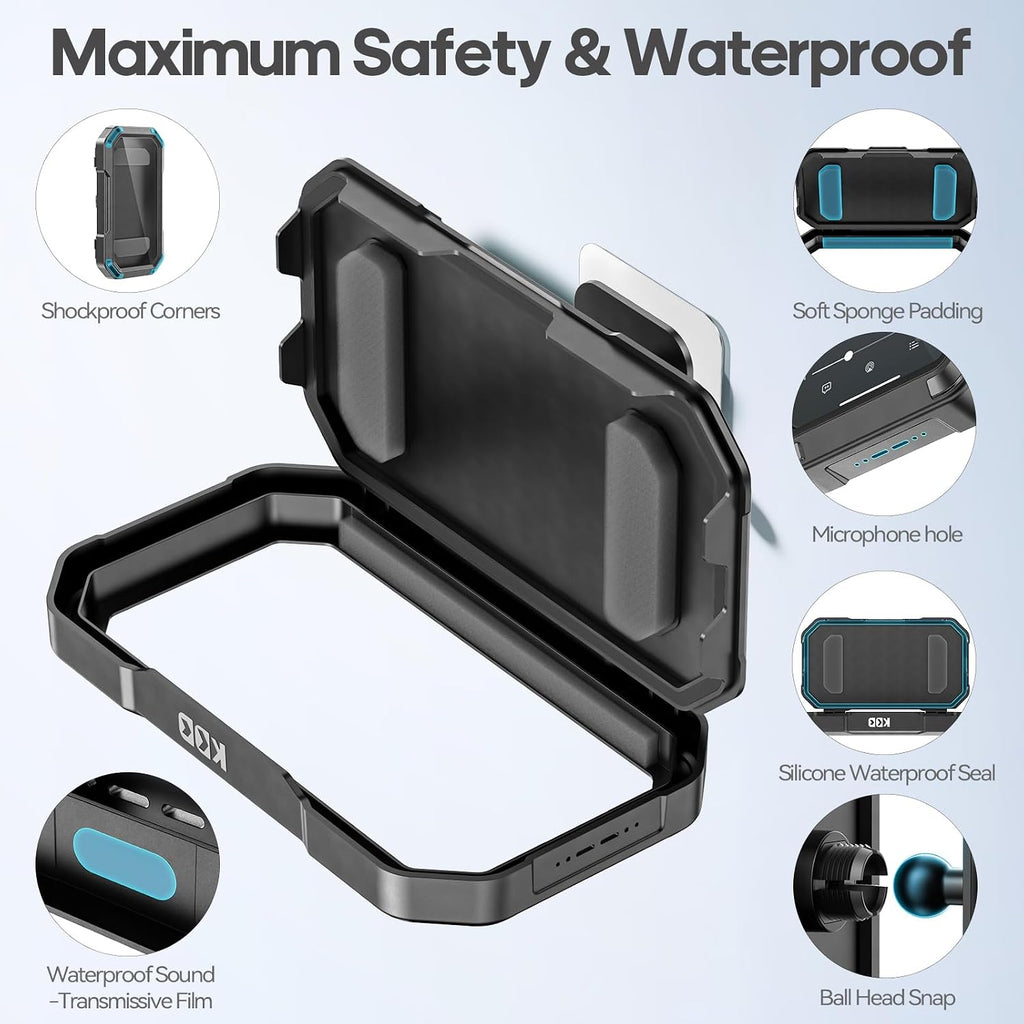 Shower Phone Holder Waterproof - 360° Rotation Detachable Phone Case, Fully Enclosed High Touch Sensitive Design Wall Phone Mount Stand, Bathroom Mirror Bathtub Accessories for 4-6.7” Cellphones